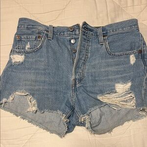Levi's Light Blue Distressed Jean Shorts